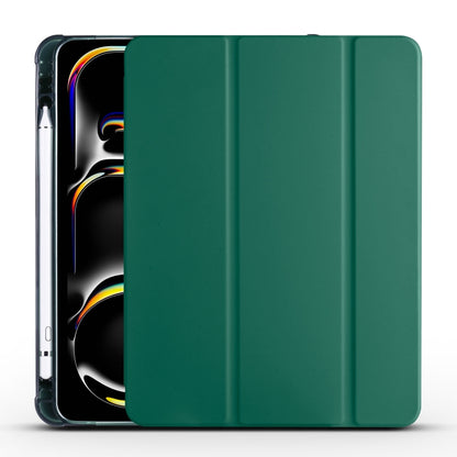 For iPad Pro 13 2024 3-fold TPU Leather Smart Tablet Case with Pen Slot(Pine Green) - iPad Pro 13 2024 Cases by buy2fix | Online Shopping UK | buy2fix