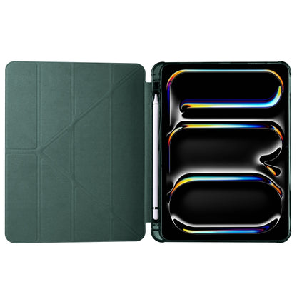 For iPad Pro 13 2024 Multi-folding TPU Leather Smart Tablet Case with Pen Slot(Pine Green) - iPad Pro 13 2024 Cases by buy2fix | Online Shopping UK | buy2fix