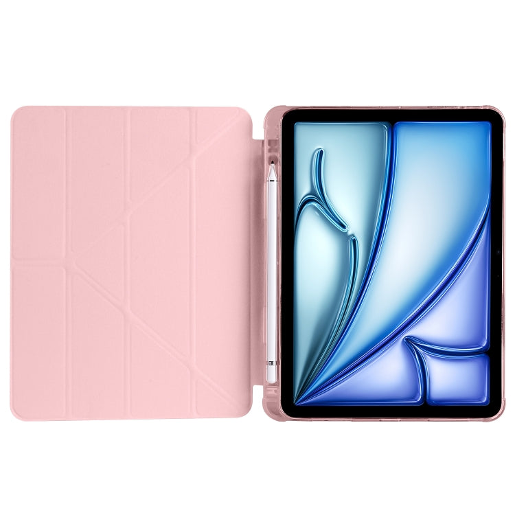 For iPad Air 11 2025 / 2024 Multi-folding TPU Leather Smart Tablet Case with Pen Slot(Pink) by buy2fix