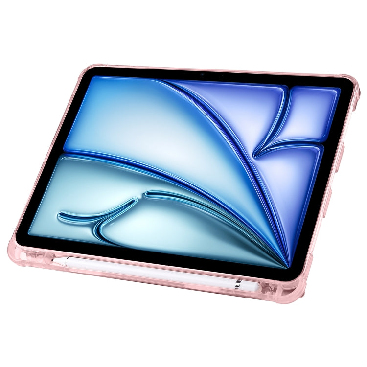 For iPad Air 11 2025 / 2024 Multi-folding TPU Leather Smart Tablet Case with Pen Slot(Pink) by buy2fix