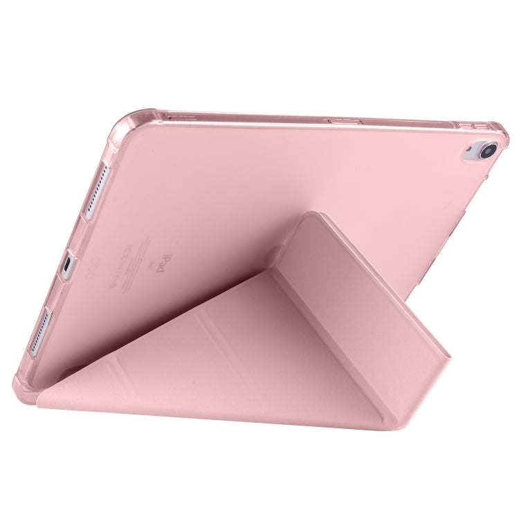 For iPad Air 11 2025 / 2024 Multi-folding TPU Leather Smart Tablet Case with Pen Slot(Pink) by buy2fix
