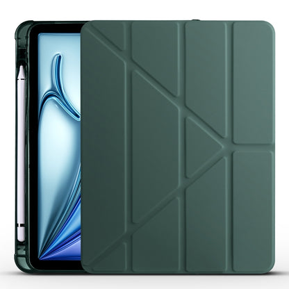 For iPad Air 11 2024 Multi-folding TPU Leather Smart Tablet Case with Pen Slot(Pine Green) - iPad Air 11 2024 Cases by buy2fix | Online Shopping UK | buy2fix