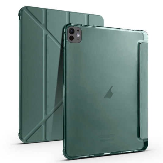For iPad Pro 11 2025 / 2024 Multi-folding TPU Leather Smart Tablet Case with Pen Slot(Pine Green) by buy2fix