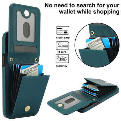 For iPhone 15 Pro YM015 Crossbody Rhombic Card Bag RFID Phone Case(Green) - iPhone 15 Pro Cases by buy2fix | Online Shopping UK | buy2fix