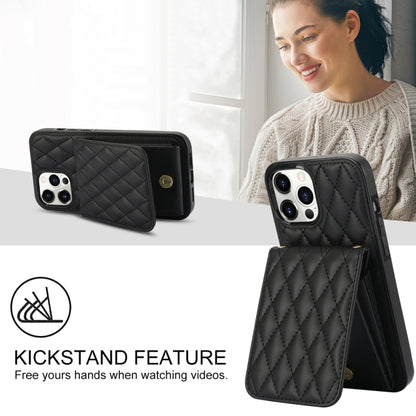 For iPhone 13 YM015 Crossbody Rhombic Card Bag RFID Phone Case(Black) - iPhone 13 Cases by buy2fix | Online Shopping UK | buy2fix