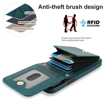 For iPhone 13 Pro YM015 Crossbody Rhombic Card Bag RFID Phone Case(Green) - iPhone 13 Pro Cases by buy2fix | Online Shopping UK | buy2fix