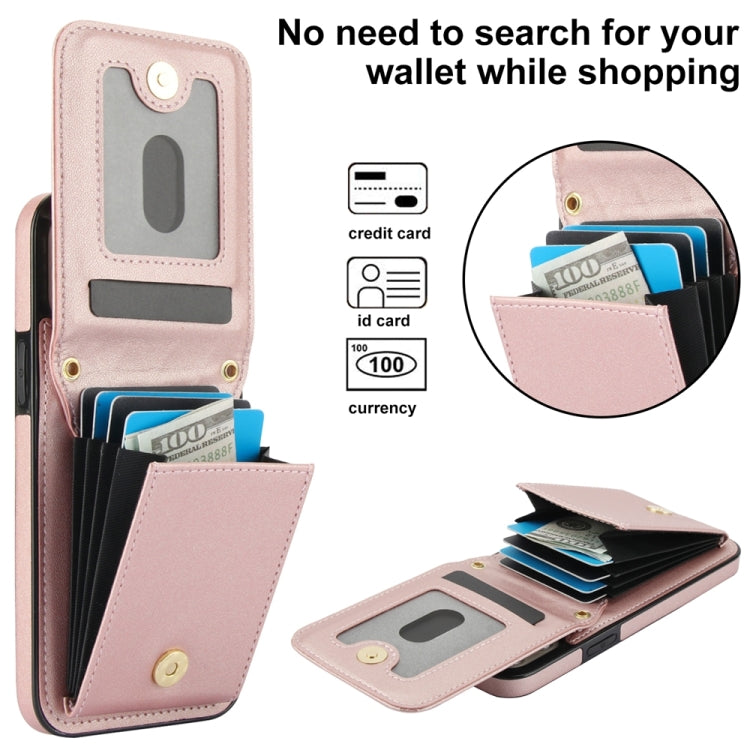 For iPhone 13 Pro YM015 Crossbody Rhombic Card Bag RFID Phone Case(Rose Gold) - iPhone 13 Pro Cases by buy2fix | Online Shopping UK | buy2fix
