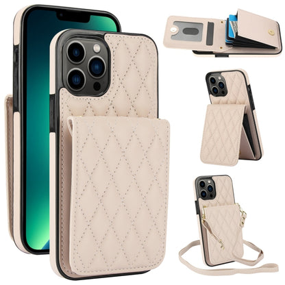 For iPhone 13 Pro Max YM015 Crossbody Rhombic Card Bag RFID Phone Case(White) - iPhone 13 Pro Max Cases by buy2fix | Online Shopping UK | buy2fix