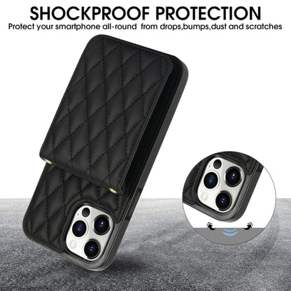 For iPhone 13 Pro Max YM015 Crossbody Rhombic Card Bag RFID Phone Case(Black) - iPhone 13 Pro Max Cases by buy2fix | Online Shopping UK | buy2fix