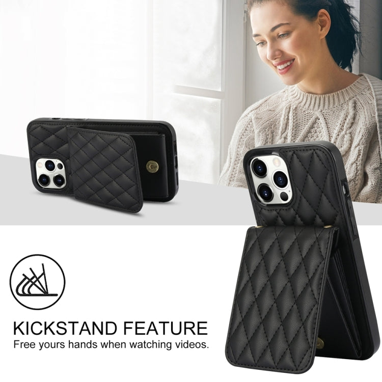 For iPhone 13 Pro Max YM015 Crossbody Rhombic Card Bag RFID Phone Case(Black) - iPhone 13 Pro Max Cases by buy2fix | Online Shopping UK | buy2fix