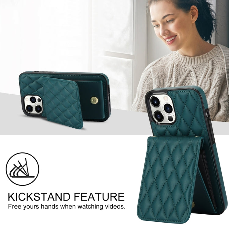 For iPhone 13 Pro Max YM015 Crossbody Rhombic Card Bag RFID Phone Case(Green) - iPhone 13 Pro Max Cases by buy2fix | Online Shopping UK | buy2fix
