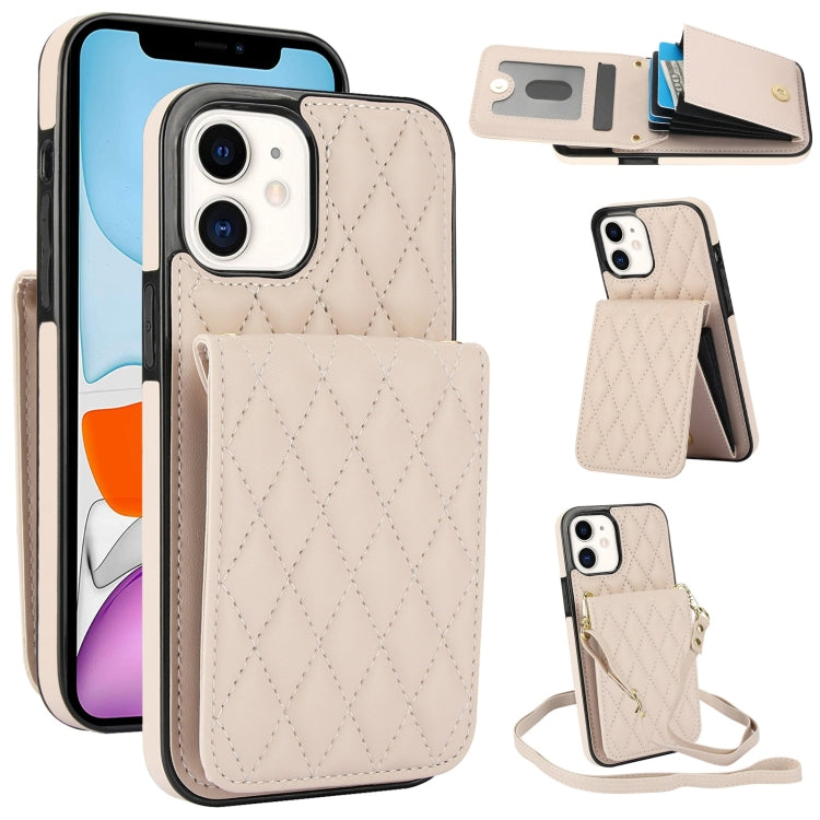 For iPhone 11 YM015 Crossbody Rhombic Card Bag RFID Phone Case(White) - iPhone 11 Cases by buy2fix | Online Shopping UK | buy2fix