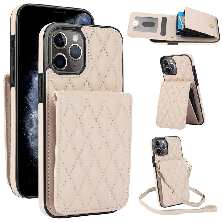 For iPhone 11 Pro YM015 Crossbody Rhombic Card Bag RFID Phone Case(White) - iPhone 11 Pro Cases by buy2fix | Online Shopping UK | buy2fix
