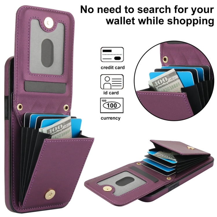 For iPhone 11 Pro YM015 Crossbody Rhombic Card Bag RFID Phone Case(Dark Purple) - iPhone 11 Pro Cases by buy2fix | Online Shopping UK | buy2fix