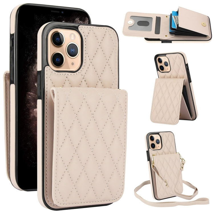 For iPhone 11 Pro Max YM015 Crossbody Rhombic Card Bag RFID Phone Case(White) - iPhone 11 Pro Max Cases by buy2fix | Online Shopping UK | buy2fix