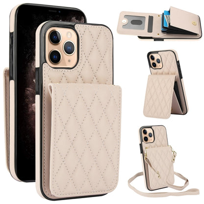 For iPhone 11 Pro Max YM015 Crossbody Rhombic Card Bag RFID Phone Case(White) - iPhone 11 Pro Max Cases by buy2fix | Online Shopping UK | buy2fix