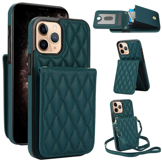 For iPhone 11 Pro Max YM015 Crossbody Rhombic Card Bag RFID Phone Case(Green) - iPhone 11 Pro Max Cases by buy2fix | Online Shopping UK | buy2fix
