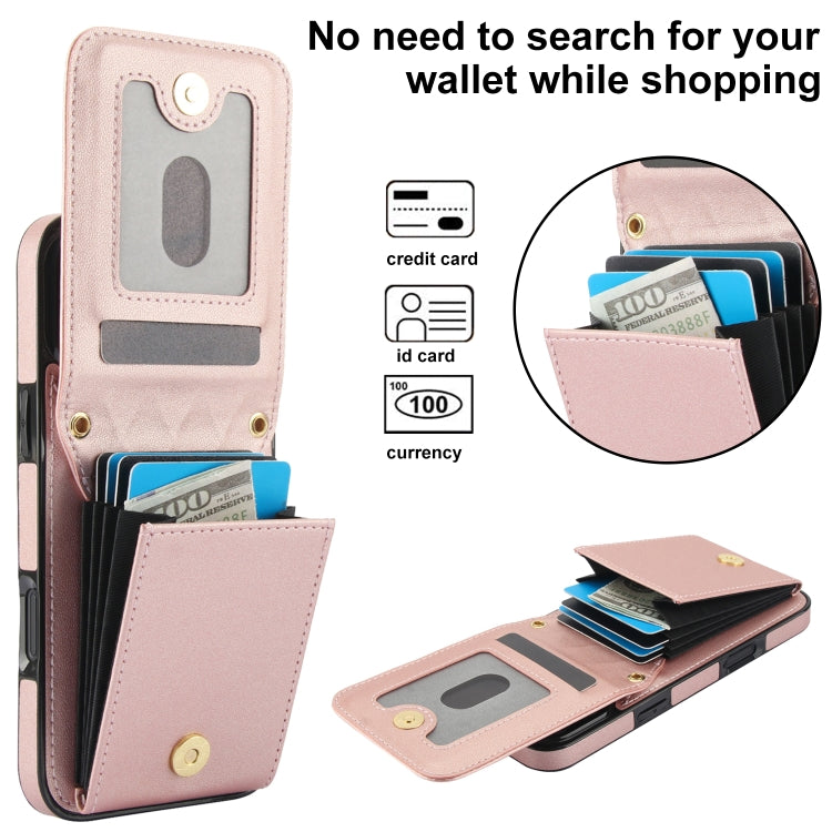 For iPhone 16 Plus YM015 Crossbody Rhombic Card Bag RFID Phone Case(Rose Gold) - iPhone 16 Plus Cases by buy2fix | Online Shopping UK | buy2fix