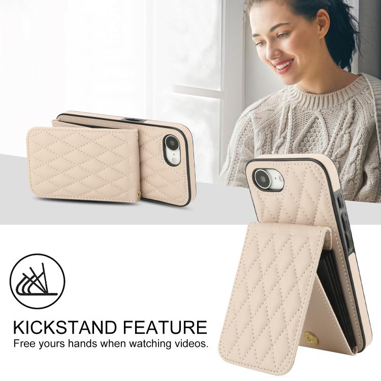 For iPhone 16e YM015 Crossbody Rhombic Card Bag RFID Phone Case(White) - iPhone 16e Cases by buy2fix | Online Shopping UK | buy2fix