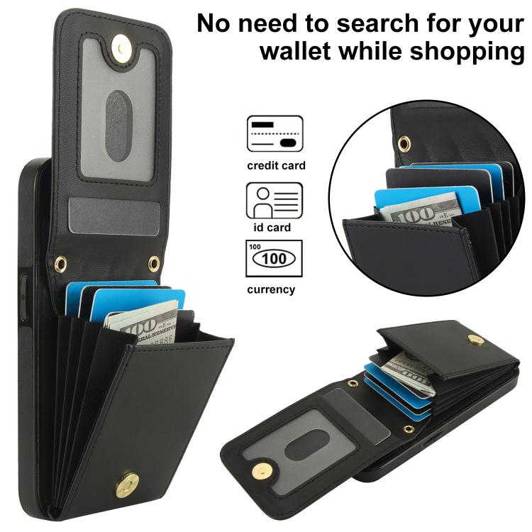 For iPhone 16e YM015 Crossbody Rhombic Card Bag RFID Phone Case(Black) - iPhone 16e Cases by buy2fix | Online Shopping UK | buy2fix