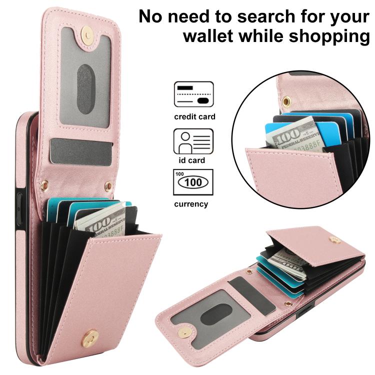 For iPhone 16e YM015 Crossbody Rhombic Card Bag RFID Phone Case(Rose Gold) - iPhone 16e Cases by buy2fix | Online Shopping UK | buy2fix
