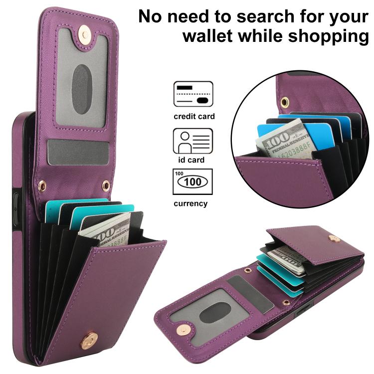 For iPhone 16e YM015 Crossbody Rhombic Card Bag RFID Phone Case(Dark Purple) - iPhone 16e Cases by buy2fix | Online Shopping UK | buy2fix