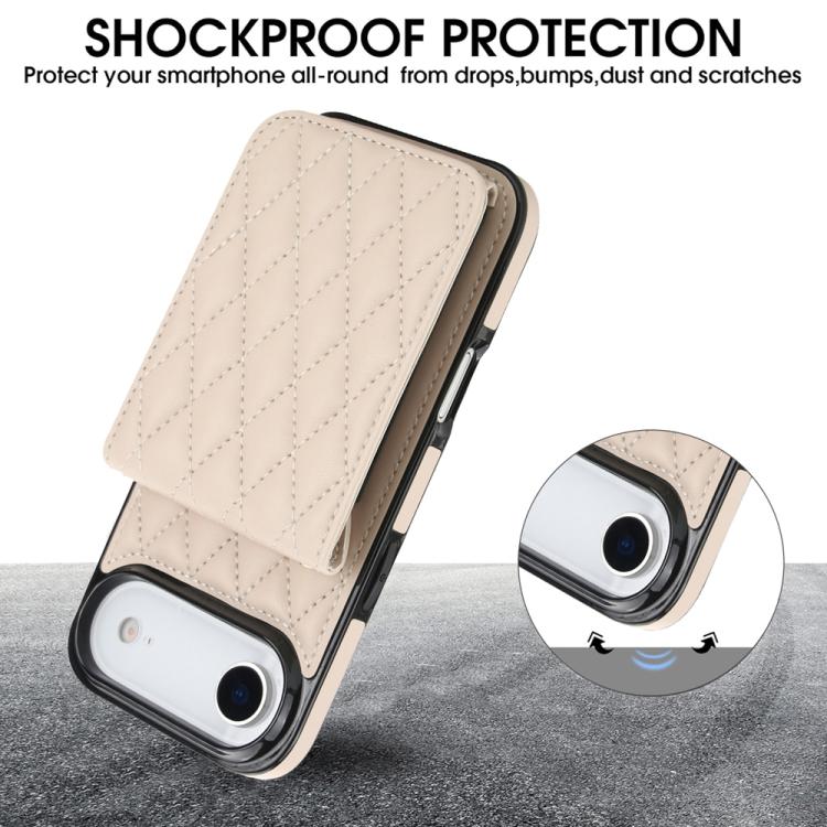 For iPhone Air YM015 Crossbody Rhombic Card Bag RFID Phone Case(White) - iPhone Air Cases by buy2fix | Online Shopping UK | buy2fix