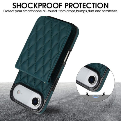 For iPhone Air YM015 Crossbody Rhombic Card Bag RFID Phone Case(Green) - iPhone Air Cases by buy2fix | Online Shopping UK | buy2fix