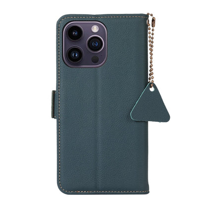 For iPhone 16 Pro Max Side-Magnetic TJ Genuine Leather RFID Phone Case(Green) - iPhone 16 Pro Max Cases by buy2fix | Online Shopping UK | buy2fix