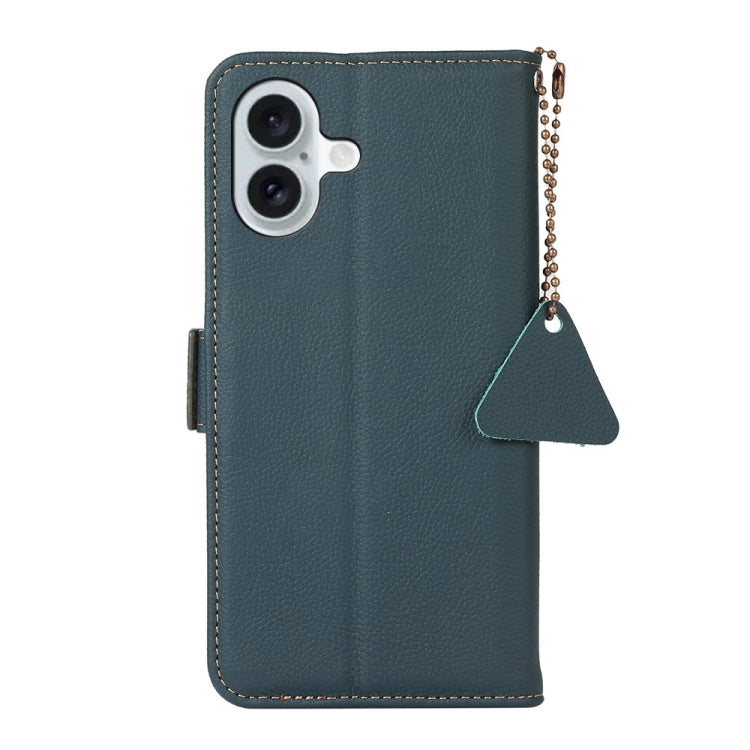 For iPhone 16 Plus Side-Magnetic TJ Genuine Leather RFID Phone Case(Green) - iPhone 16 Plus Cases by buy2fix | Online Shopping UK | buy2fix