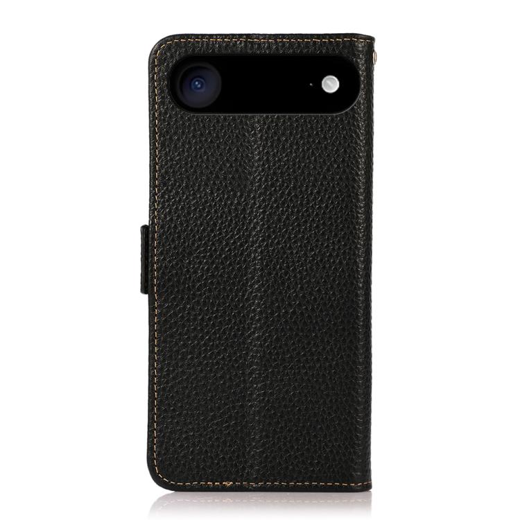 For iPhone 17 Air KHAZNEH Side-Magnetic Litchi Genuine Leather RFID Case(Black) - iPhone 17 Air Cases by buy2fix | Online Shopping UK | buy2fix