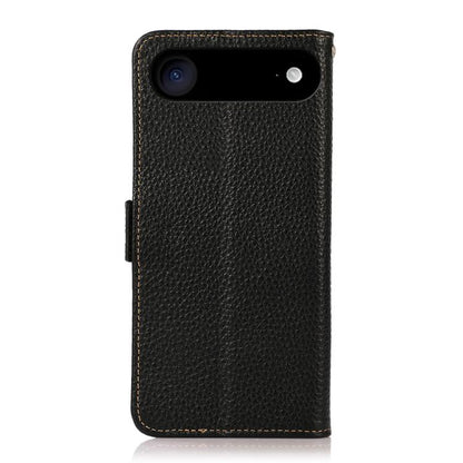 For iPhone 17 Air KHAZNEH Side-Magnetic Litchi Genuine Leather RFID Case(Black) - iPhone 17 Air Cases by buy2fix | Online Shopping UK | buy2fix