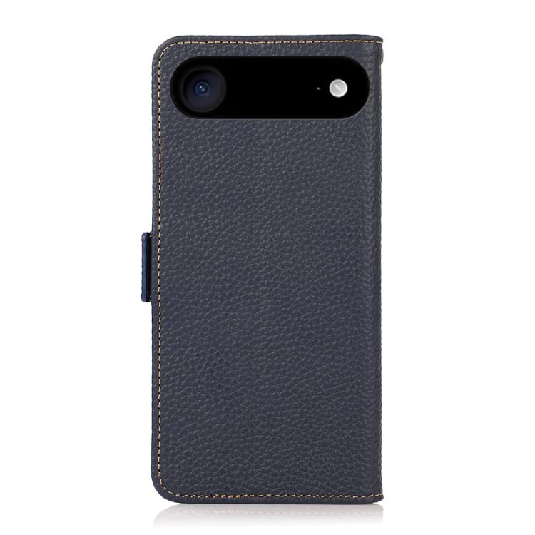 For iPhone 17 Air KHAZNEH Side-Magnetic Litchi Genuine Leather RFID Case(Blue) - iPhone 17 Air Cases by buy2fix | Online Shopping UK | buy2fix