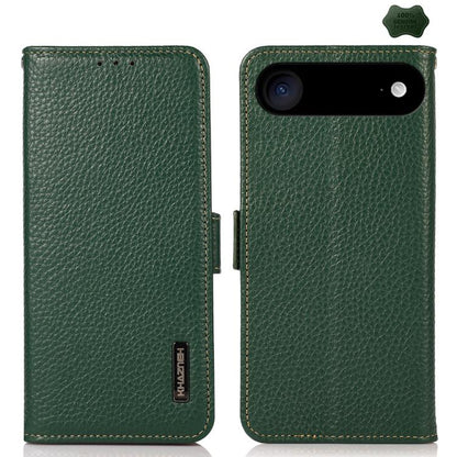 For iPhone Air KHAZNEH Side-Magnetic Litchi Genuine Leather RFID Case(Green) - iPhone Air Cases by buy2fix | Online Shopping UK | buy2fix