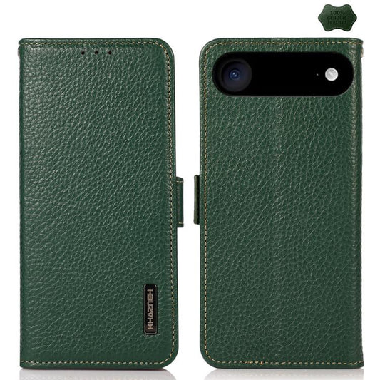 For iPhone Air KHAZNEH Side-Magnetic Litchi Genuine Leather RFID Case(Green) - iPhone Air Cases by buy2fix | Online Shopping UK | buy2fix