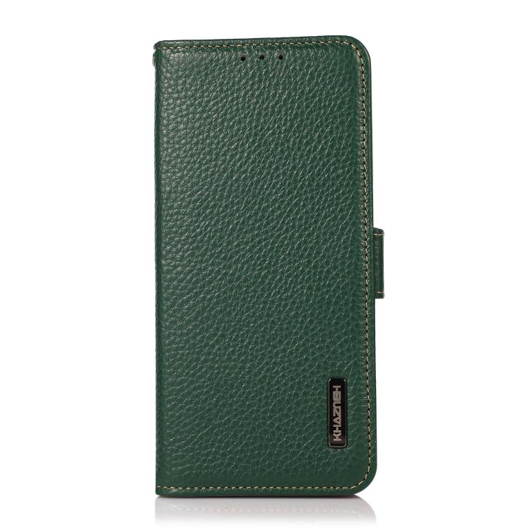 For iPhone Air KHAZNEH Side-Magnetic Litchi Genuine Leather RFID Case(Green) - iPhone Air Cases by buy2fix | Online Shopping UK | buy2fix