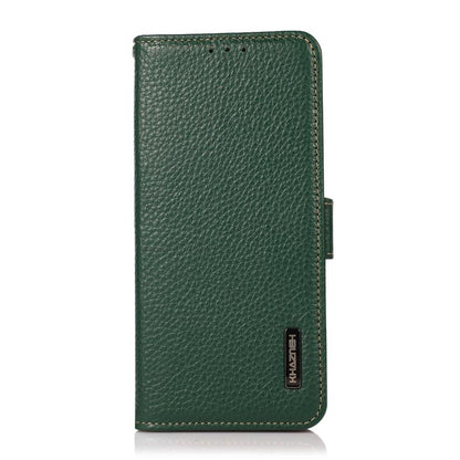 For iPhone Air KHAZNEH Side-Magnetic Litchi Genuine Leather RFID Case(Green) - iPhone Air Cases by buy2fix | Online Shopping UK | buy2fix