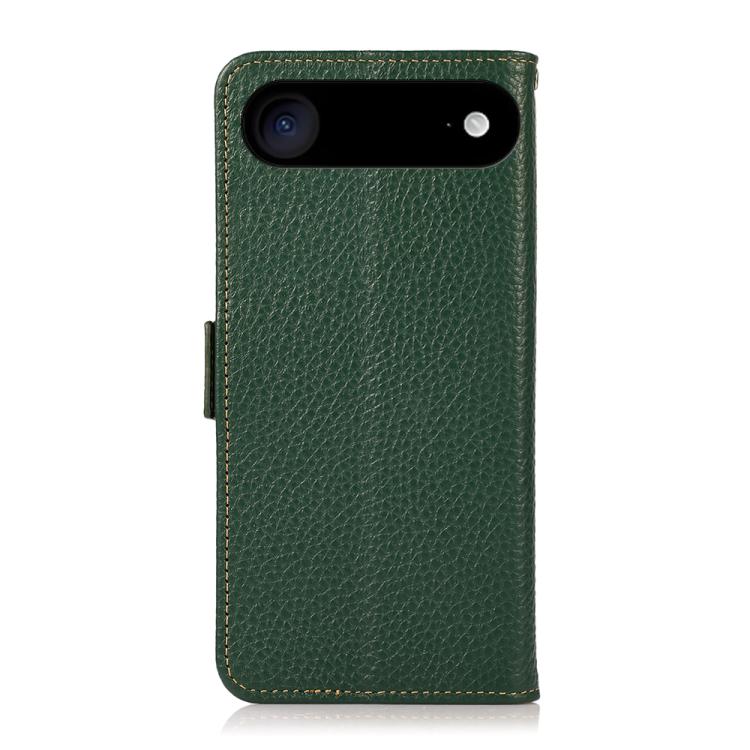 For iPhone Air KHAZNEH Side-Magnetic Litchi Genuine Leather RFID Case(Green) - iPhone Air Cases by buy2fix | Online Shopping UK | buy2fix