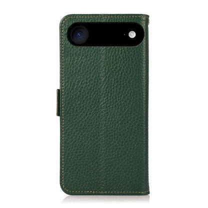 For iPhone Air KHAZNEH Side-Magnetic Litchi Genuine Leather RFID Case(Green) - iPhone Air Cases by buy2fix | Online Shopping UK | buy2fix