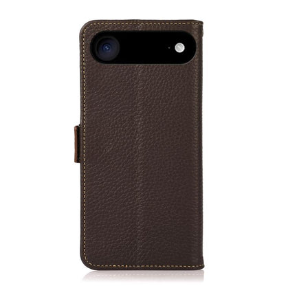For iPhone Air KHAZNEH Side-Magnetic Litchi Genuine Leather RFID Case(Brown) - iPhone Air Cases by buy2fix | Online Shopping UK | buy2fix