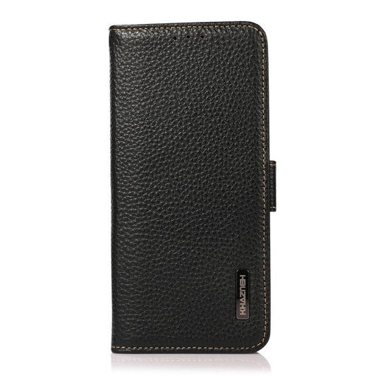 For iPhone 17 Pro Max KHAZNEH Side-Magnetic Litchi Genuine Leather RFID Case(Black) - iPhone 17 Pro Max Cases by buy2fix | Online Shopping UK | buy2fix