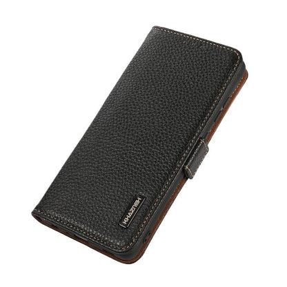 For iPhone 17 Pro Max KHAZNEH Side-Magnetic Litchi Genuine Leather RFID Case(Black) - iPhone 17 Pro Max Cases by buy2fix | Online Shopping UK | buy2fix
