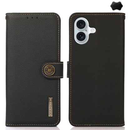 For iPhone 17 KHAZNEH Custer Genuine Leather RFID Phone Case(Black) - iPhone 17 Cases by buy2fix | Online Shopping UK | buy2fix