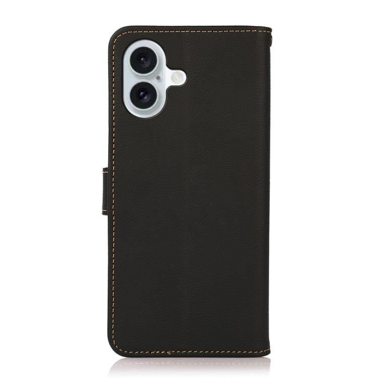 For iPhone 17 KHAZNEH Custer Genuine Leather RFID Phone Case(Black) - iPhone 17 Cases by buy2fix | Online Shopping UK | buy2fix