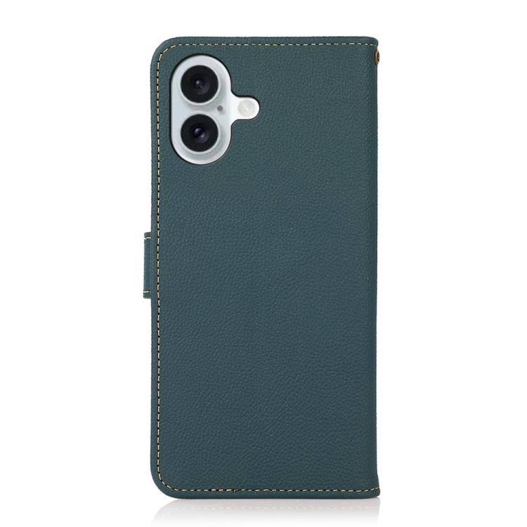For iPhone 17 KHAZNEH Custer Genuine Leather RFID Phone Case(Green) - iPhone 17 Cases by buy2fix | Online Shopping UK | buy2fix