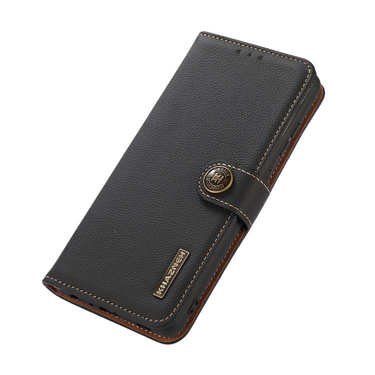 For iPhone 17 Air KHAZNEH Custer Genuine Leather RFID Phone Case(Black) - iPhone 17 Air Cases by buy2fix | Online Shopping UK | buy2fix