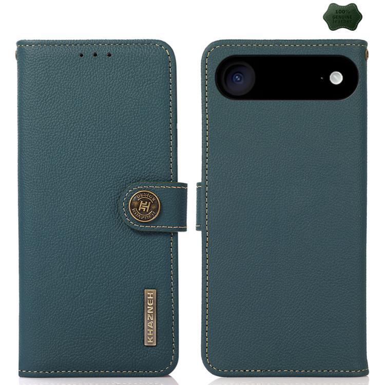 For iPhone Air KHAZNEH Custer Genuine Leather RFID Phone Case(Green) - iPhone Air Cases by buy2fix | Online Shopping UK | buy2fix