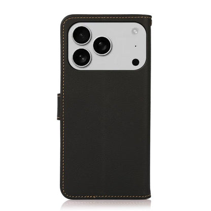 For iPhone 17 Pro KHAZNEH Custer Genuine Leather RFID Phone Case(Black) - iPhone 17 Pro Cases by buy2fix | Online Shopping UK | buy2fix
