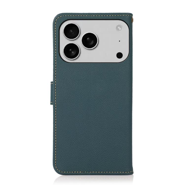 For iPhone 17 Pro KHAZNEH Custer Genuine Leather RFID Phone Case(Green) - iPhone 17 Pro Cases by buy2fix | Online Shopping UK | buy2fix