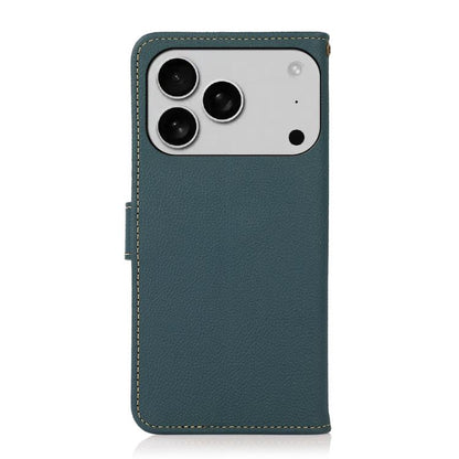 For iPhone 17 Pro KHAZNEH Custer Genuine Leather RFID Phone Case(Green) - iPhone 17 Pro Cases by buy2fix | Online Shopping UK | buy2fix